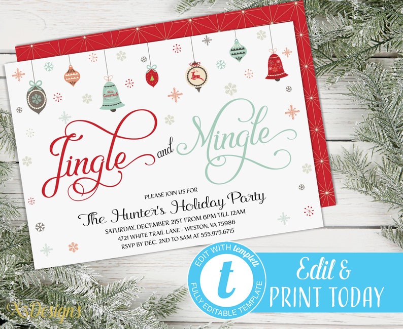 Jingle and Mingle Invitation Instant Download, Christmas Party ...