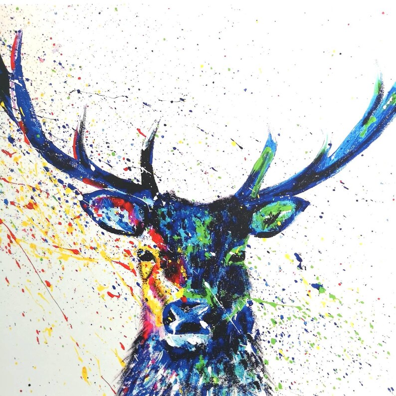 High Quality Print of Original Colourful Artworkstu the Stag Etsy UK