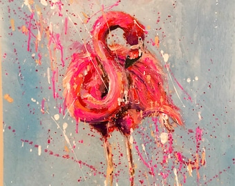 High quality wildlife art print: Florence the flamingo