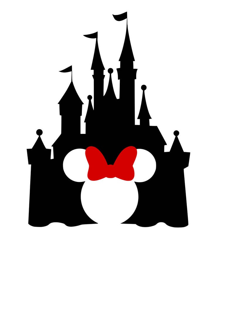 Download Disney Castle with Minnie Ears Cutout Iron On Heat ...