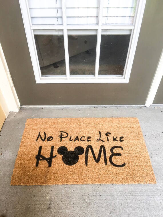 No Place Like Home Disney Doormat Mickey Mouse Head Ears Coir Doormat Welcome Mat Housewarming Gift 30in X 18in