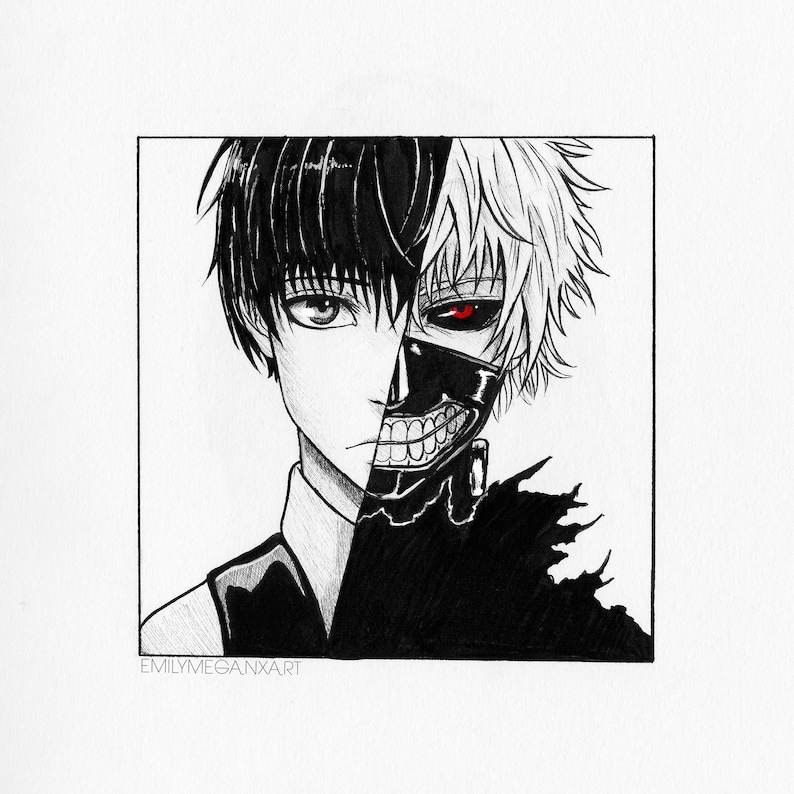 Эскиз канеки кена тату