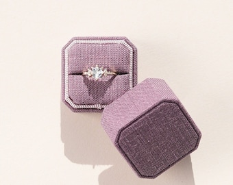 Mauve Ring Box, Linen Ring Box Personalized, Engagement Wedding Ring Box For Ceremony