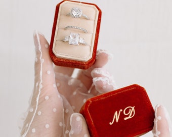 Ring box for three rings, 3 slot ring box, ring box for wedding ceremony