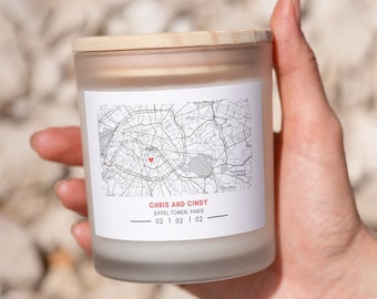 Engagement Candle With Map, Engagement Location Candle, Wedding Map Candle, Engagement Gifts For Couple