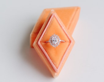 Orange Ring Box Personalised, Ring Bearer Box, Engagement Gift For Couple Velvet Ring Box