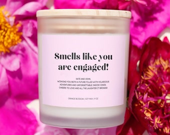 Engagement Candle, Personalised Engagement Gift For Couple, Smells Like You Are Engaged