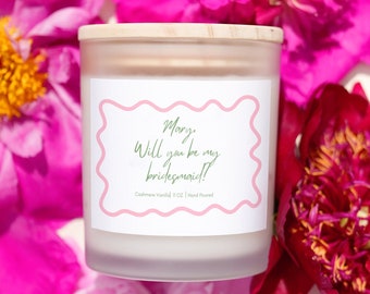 Bridesmaid Candle, Wavy Trendy Pink Bridal Shower Gift, Will You Be My Bridesmaid, Bachelorette Party Gifts, Bridal Party Favor