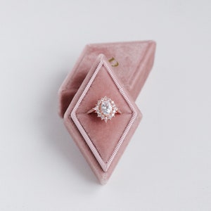 Personalised engagement velvet ring box, Dusty pink ring box for proposal, Bride to be gift wedding ring holder