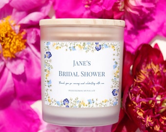 Floral Bridal Shower Favor Candle, Wildflower Bridal Shower Favor, Bridesmaid Candle, Bridal Shower Thank You Gift