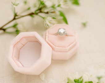 Velvet ring box blush pink, Engagement ring box, Wedding ring box