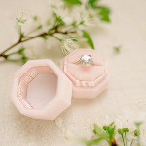 Blush pink velvet ring box, Personalised engagement ring box