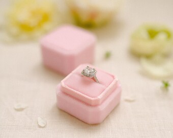 Pink velvet ring box for wedding ceremony, Custom engagement ring box, Personalised ring bearer box, Future mrs gift