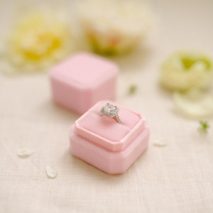 Pink velvet ring box for wedding ceremony, Custom engagement ring box, Personalised ring bearer box, Future mrs gift