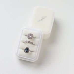 Velvet ring box for wedding ceremony, Wedding ring box bride to be gift, Engagement present, Personalised ring berer triple box