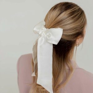 White Silk Hair Bow Scrunchie