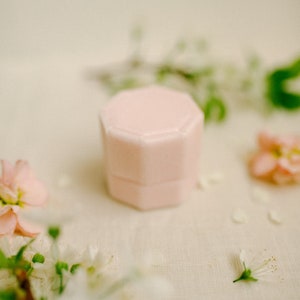 Blush pink velvet ring box, Personalised engagement ring box