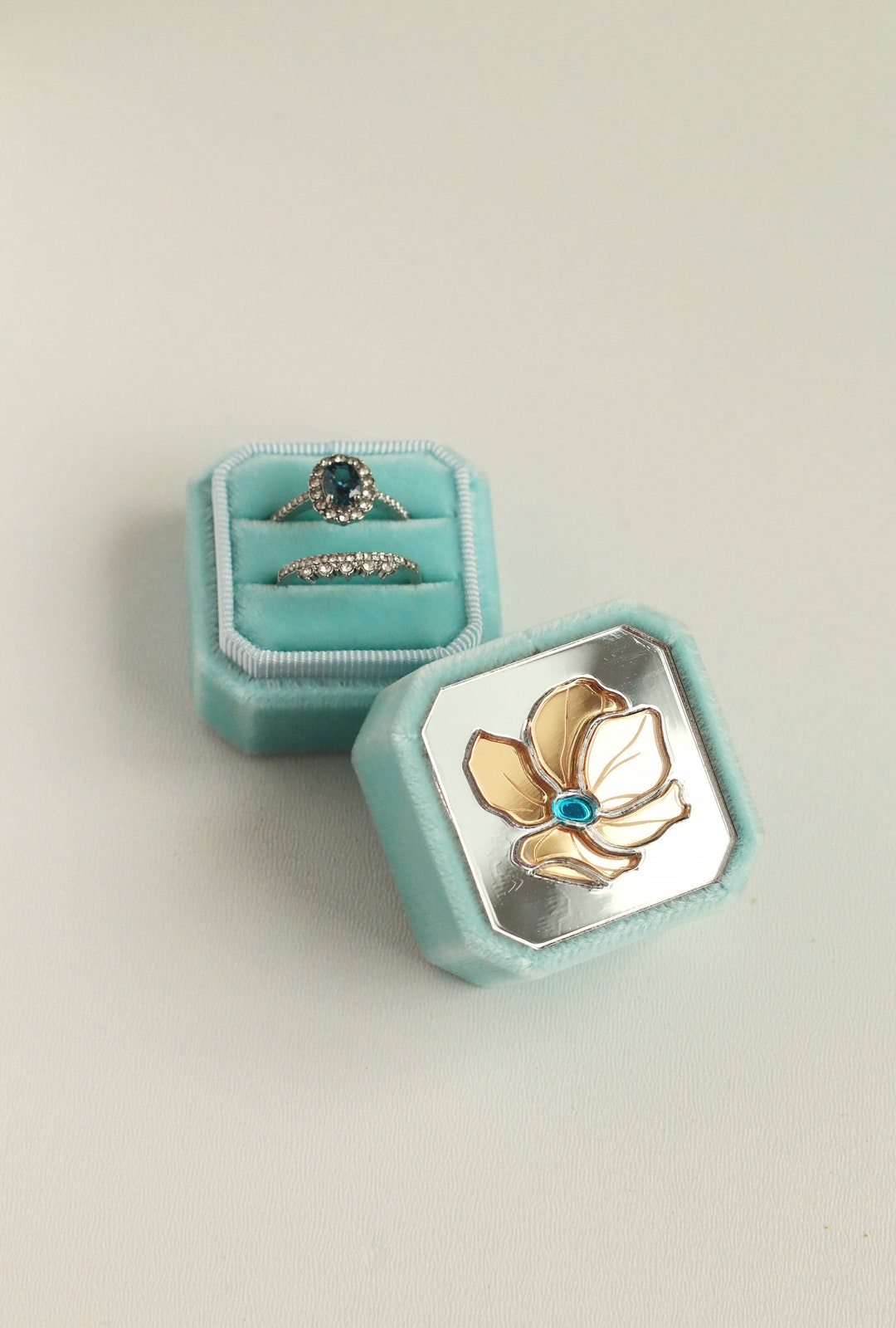 Velvet Ring Box Proposal, Blue Engagement Ring Box, Bride to Be Gift