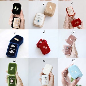 Three Ring Box for Wedding Ceremony, Mauve Velvet Ring Box 3 Slots ...