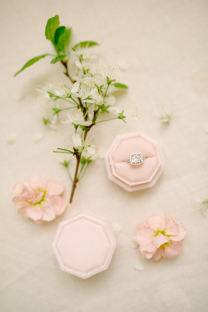 Blush pink wedding ring box, Personalised engagement ring box bride to be gift