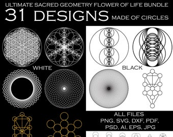 Sacred Geometry Flower of Life Circle Designs, Laser Cut Files (Digital Download)