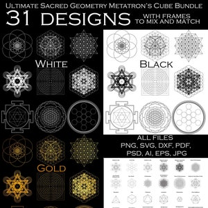 Ultimate Sacred Geometry Metatron's Cube Bundle, Digital Files Instant Download, Shirt Design, Laser Cutting, Wood Engraving, Clipart