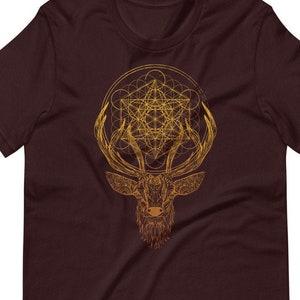Ornate Deer | Sacred Geometry Tee | Metatron's Cube Artwork | Flower of Life | Psychedelic Wearable Art | Short-Sleeve Unisex T-Shirt