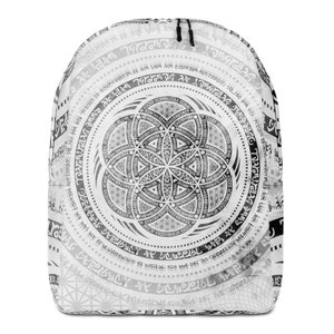 Seed Of Life | Sacred Geometry | Spiritual Gift | Unique Intricate Psychedelic Wall Art | Alien Text | Ancient Wisdom | minimalist Backpack