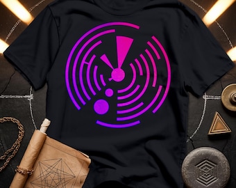 Camiseta rosa eléctrico con círculo de cultivo / Geometría Sagrada, Camiseta Psicodélica