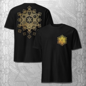 Metatron Platonic Solids T-Shirt | Sacred Geometry Art Tee | Geometric Symbol Pattern Shirt | Festival Spiritual Top | Psychedelic Clothing
