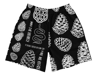 Awakened Pine Cone, Third Eye, Spiritual Gift, Occult Symbolism, Sacred Geometry, Wearable Artwork, Evolution of Consciousness, Men&#39;s Shorts