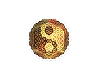 Adesivo Yin Yang Flor da Vida | Mandala Dourada, Geometria Sagrada