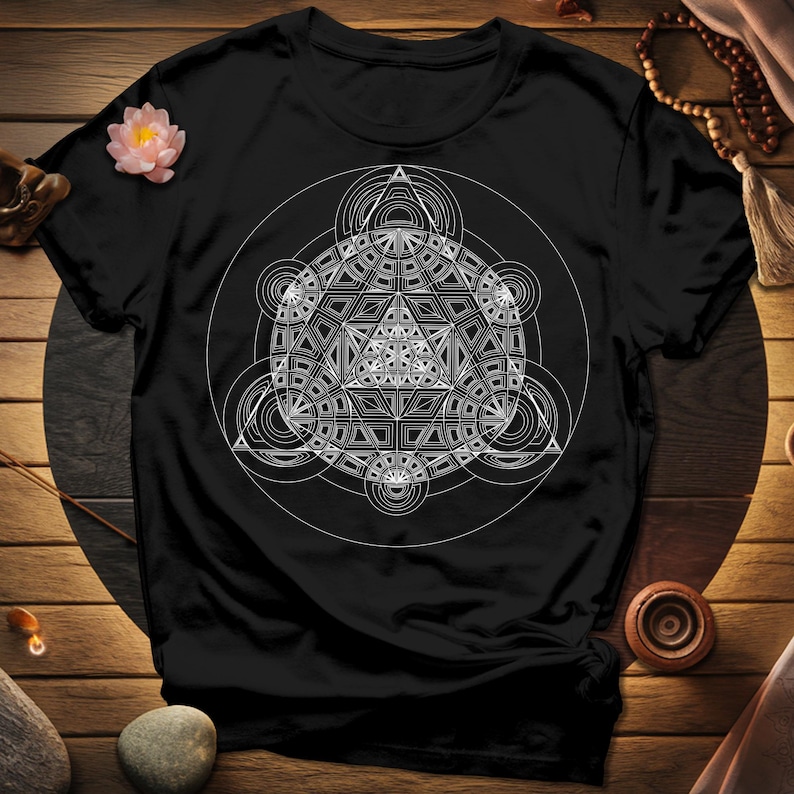 a black t - shirt with a white design on it