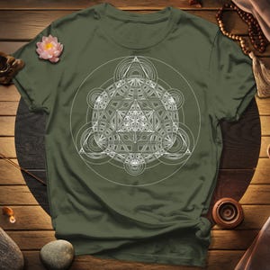 a green t - shirt with a white design on it