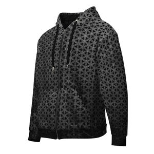 Flower Of Life Zip Recycled Polyester Hoodie | Sacred Geometry, Festival Fashion