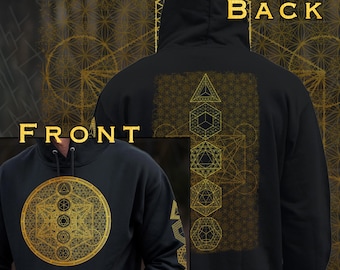 Sacred Geometry Hoodie | Metatron's Cube, Flower of Life Design