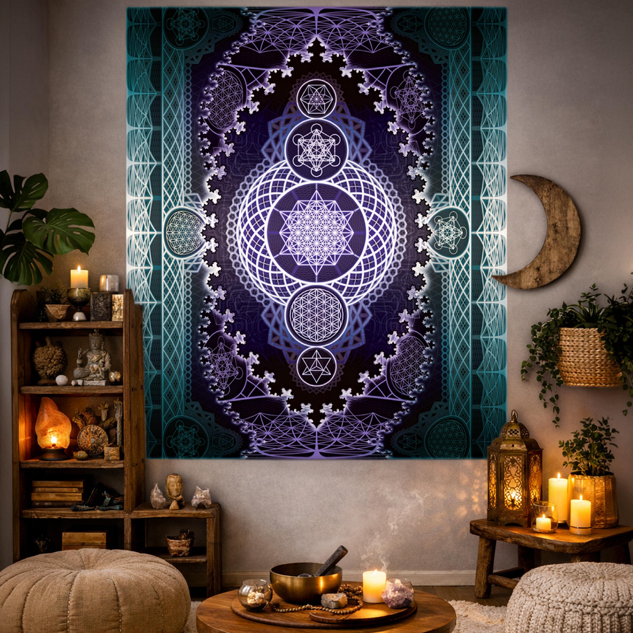 thumbnail interactive-video image 1 of Oussum US Hippie Psychedelic Mandala Tapestry – 100% Cotton Wall Hanging, Art Deco Home Decor 1 of 5