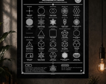 Sacred Geometry Poster (Updated), Flower of Life Metatron’s Cube Merkaba Spiritual Poster