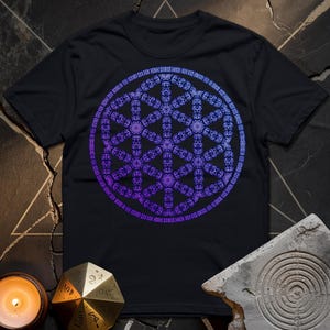 Purple Seed of Life T-Shirt | Sacred Geometry Flower Symbol Tee | Spiritual Energy Design | Mystical Art Graphic | Unisex T-Shirt