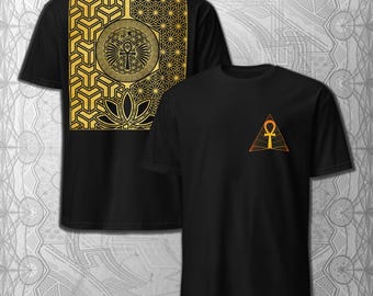 アンクエジプトアートTシャツ｜神聖幾何学、スピリチュアルな衣服