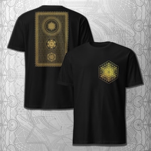 Metatron Artwork T-Shirt | Sacred Geometry Art Tee | Platonic Solids Symbol Shirt | Festival Pattern Top | Psychedelic Clothing