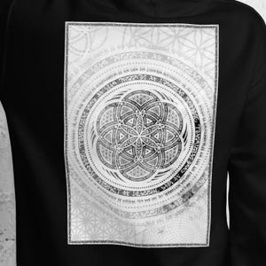 Flower Of Life Seed Of Life String Art Sacred Geometry Intricate Geometric Gift Spiritual Clothing Festival Mandala Unisex Hoodie