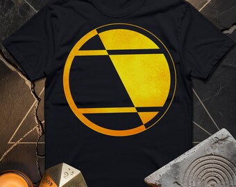 Camiseta unisex con estampado de círculos de las cosechas en tonos naranja y dorado / Geometría Sagrada