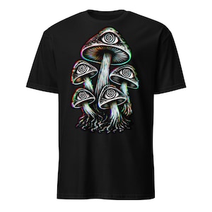 Hypnotic Mushroom T-Shirt, Psychedelic Eye Mushroom Shirt, Glitch Trippy Graphic Tee