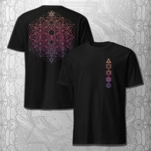 64 Tetrahedron Platonic Metatron T-Shirt | Sacred Geometry Grid Tee | Platonic Solids Symbol Shirt | Festival Clothing | Psychedelic Art Top