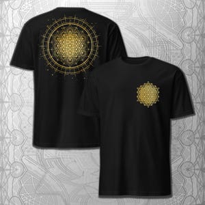 -shirt Métatron tétraèdre rayonnant | t-shirt d&#39;art de la géométrie sacrée | symbole des solides platoniciens | Haut cosmique Festival | Vêtements psychédéliques