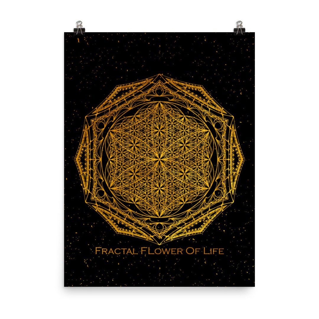 Gold Fractal Flower of Life Art Print | Sacred Geometry Wall Art - Etsy