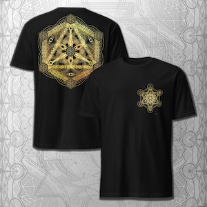 Interdimensional Tesseract Metatron T-Shirt | Sacred Geometry Tee | Platonic Solids Shirt | Festival Cosmic Top | Psychedelic Clothing