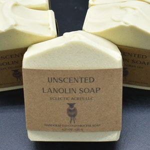 Unscented or Lavender Goat Milk & Lanolin Cold Process Soap - hand made - cold process - soap - lanolin - white - Unscented