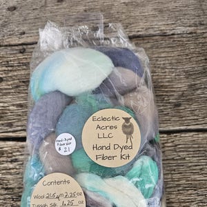 Hand Dyed Fiber Kit - Wool - Tussah Silk - Mohair Locks - Spinning - Felting - Weaving - Fiber Art - Next to Skin Soft - Purple - Green
